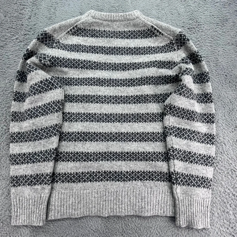 J Crew‎ Men's Gray Fair Isle Knit Sweater Size L 100% Lambswool